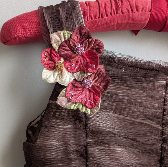 Whimsical US Angels Brown Tulle Dress with Floral Accents Girls Size 12 - Picture 6 of 13